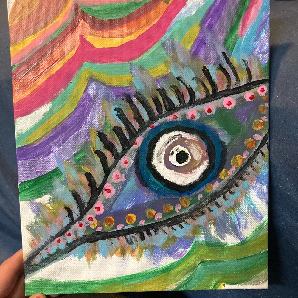 Eyeball painting with acrylic paints